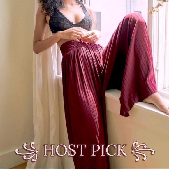 Free People Pants - ✨HP✨ Free People Beach Maroon Love Me Wide Leg Pants | Size Medium